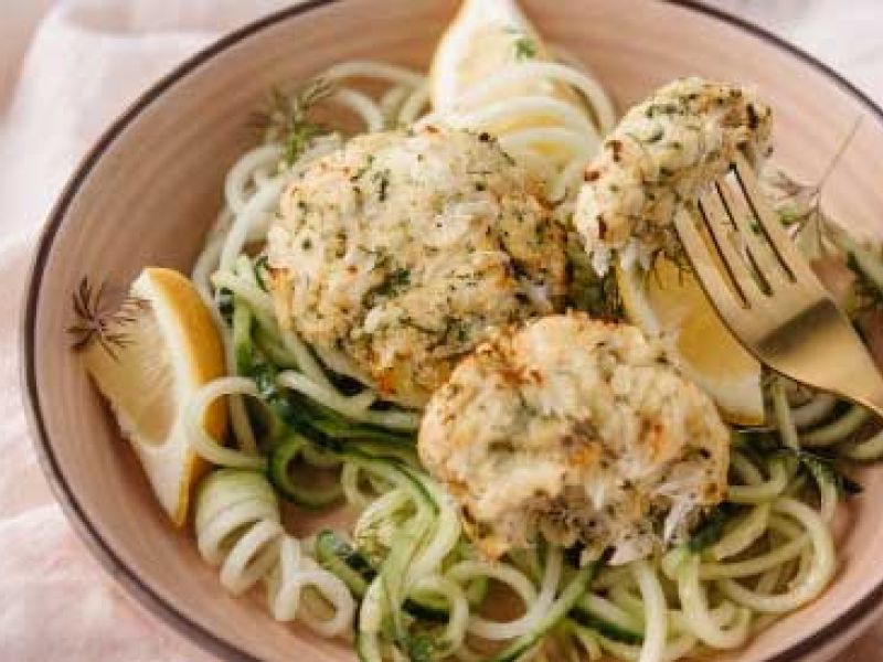 Crab Cakes with Cucumber and Jicama Salad